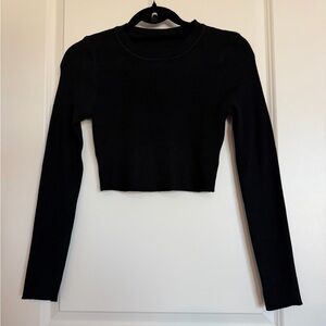 SHEIN Classic Black Long Sleeve Crop Top